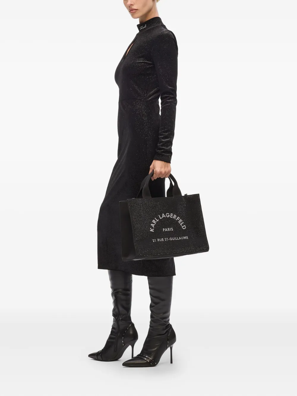 Karl Lagerfeld Medium Rue St-Guillaume vierkante shopper - Zwart