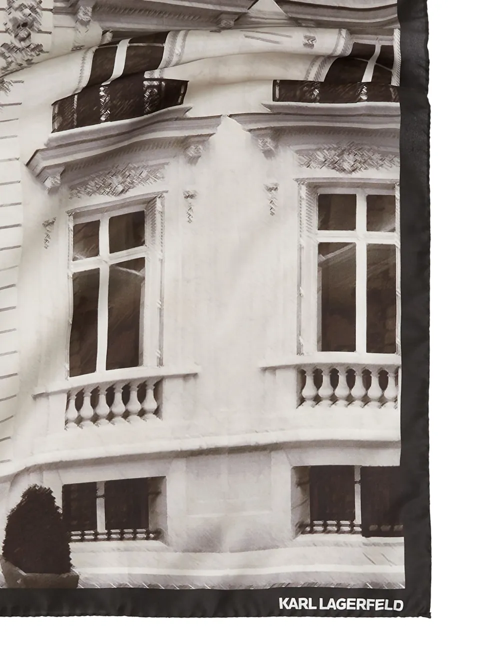 Karl Lagerfeld Zijden sjaal met Maison de Karl-print Beige