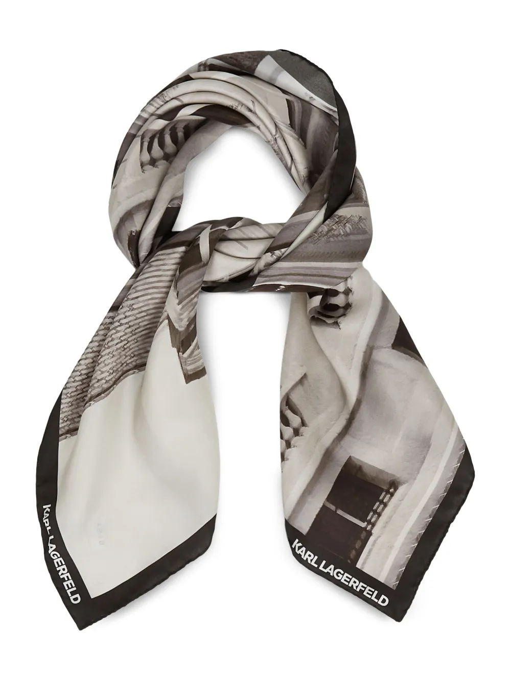 Karl Lagerfeld Zijden sjaal met print - Beige