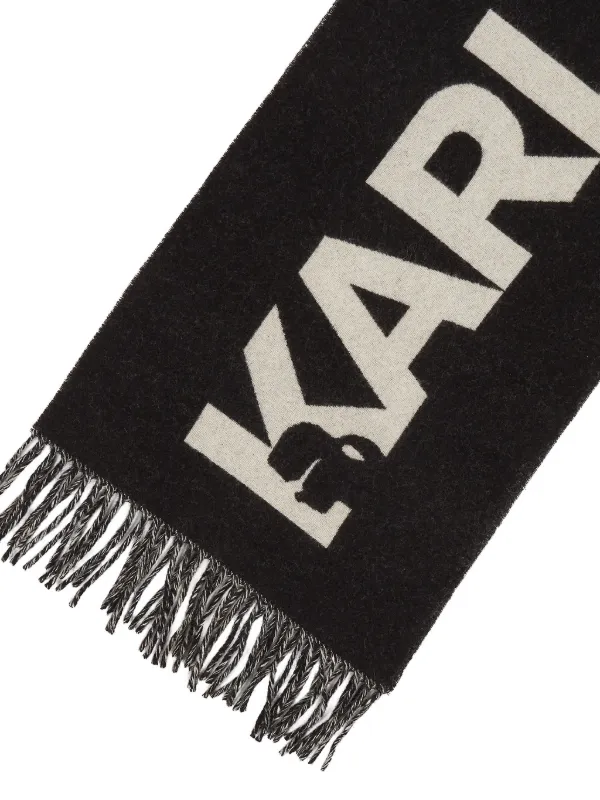 Karl Lagerfeld K/Essential Jacquard Woven Scarf Black FARFETCH IN