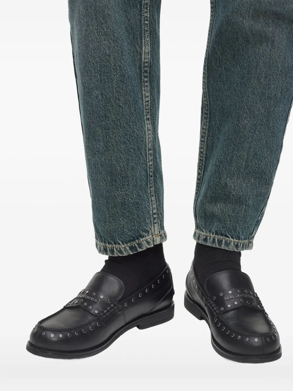 Karl Lagerfeld Jeans Loafers verfraaid met studs Zwart