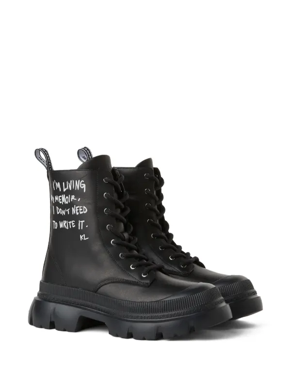 Karl Lagerfeld Jeans graffiti-print lace-up Boots | Black