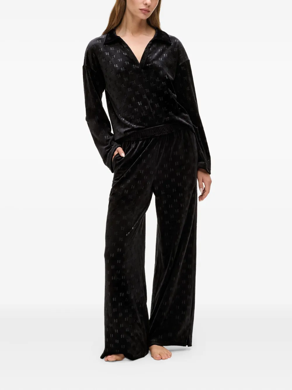 Karl Lagerfeld Monogram-pattern Track Pants In Black
