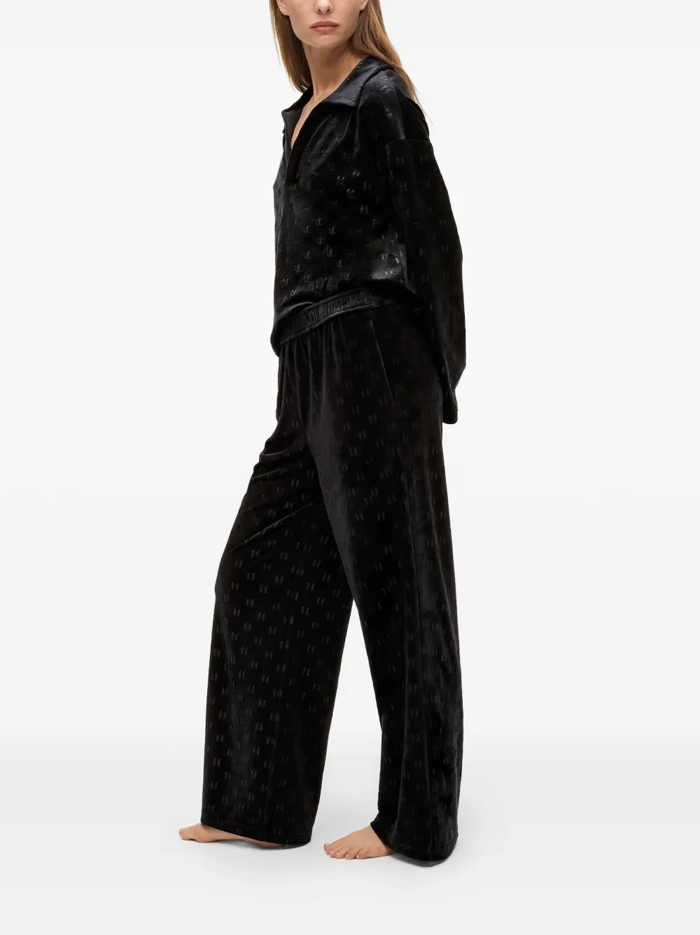 Karl Lagerfeld Monogram-pattern Track Pants In Black