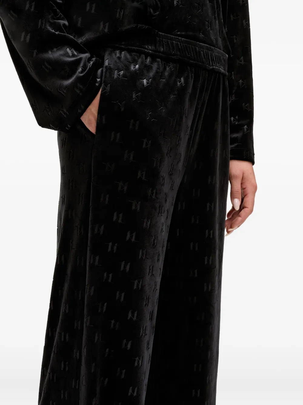 Karl Lagerfeld Monogram-pattern Track Pants In Black