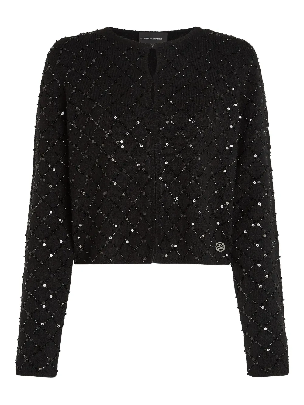 Karl Lagerfeld Cardigan a coste con paillettes - Nero