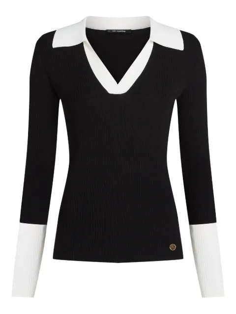 Karl Lagerfeld ribbed contrast-collar top