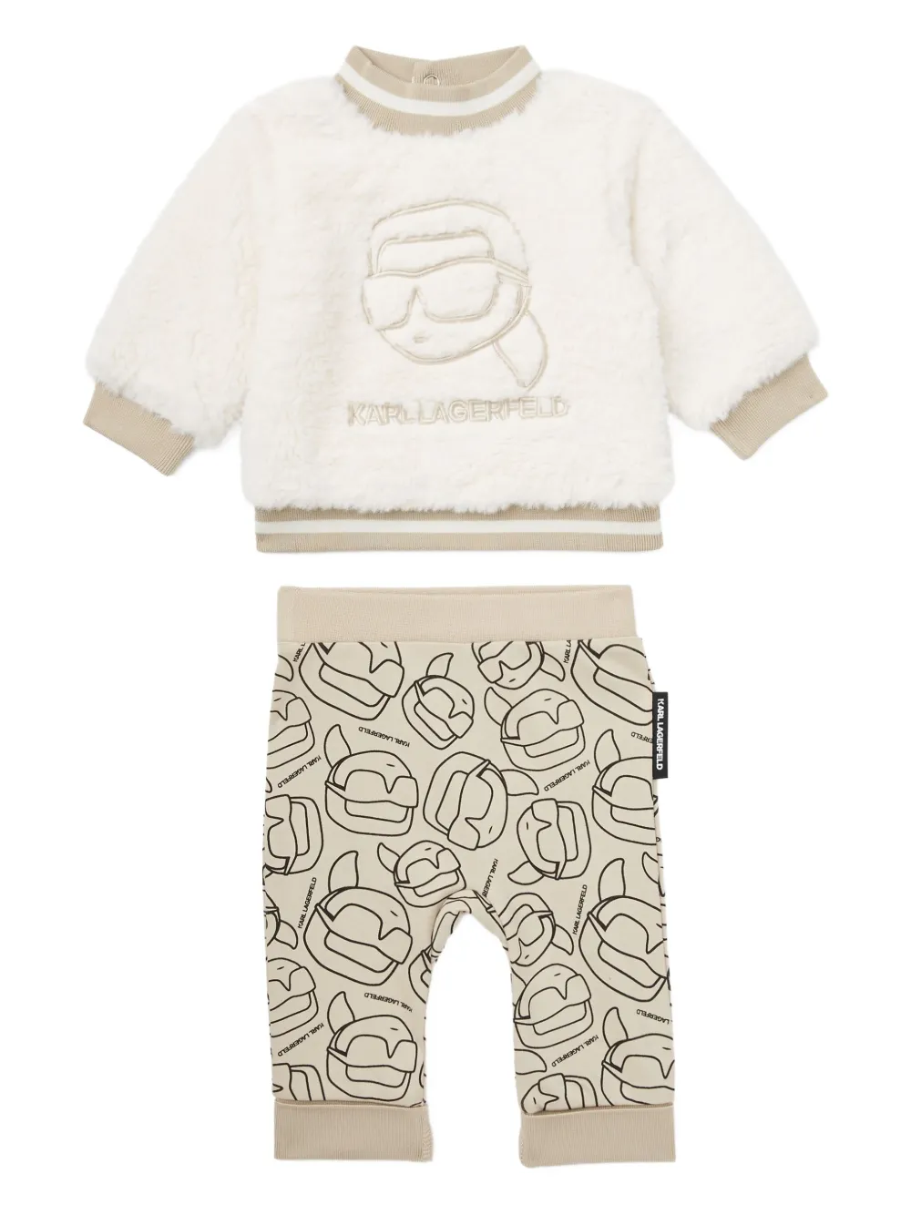 Karl Lagerfeld Kids Set felpa con ricamo - Toni neutri