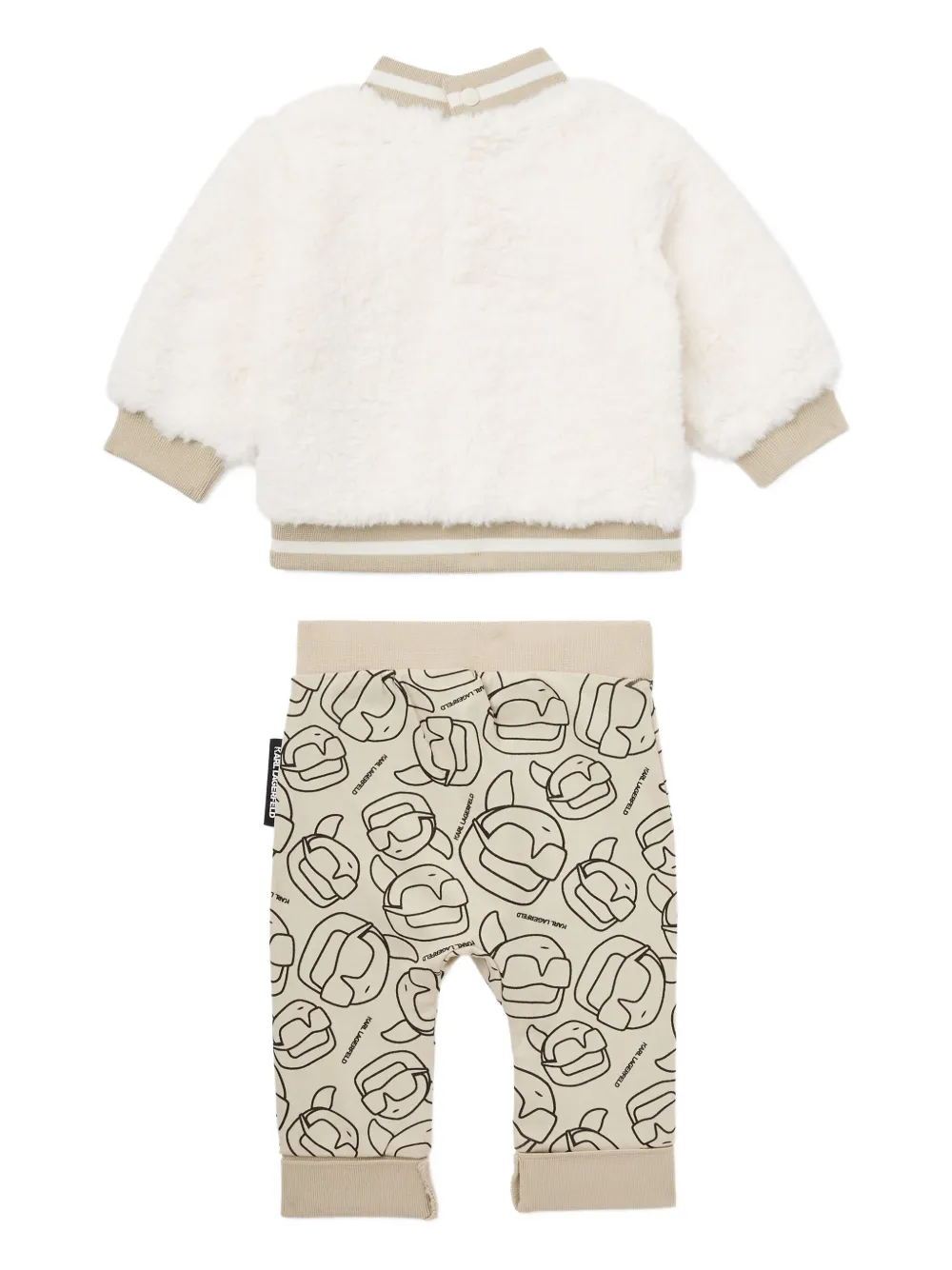 Karl Lagerfeld Kids Teddy feece set met geborduurd logo Beige