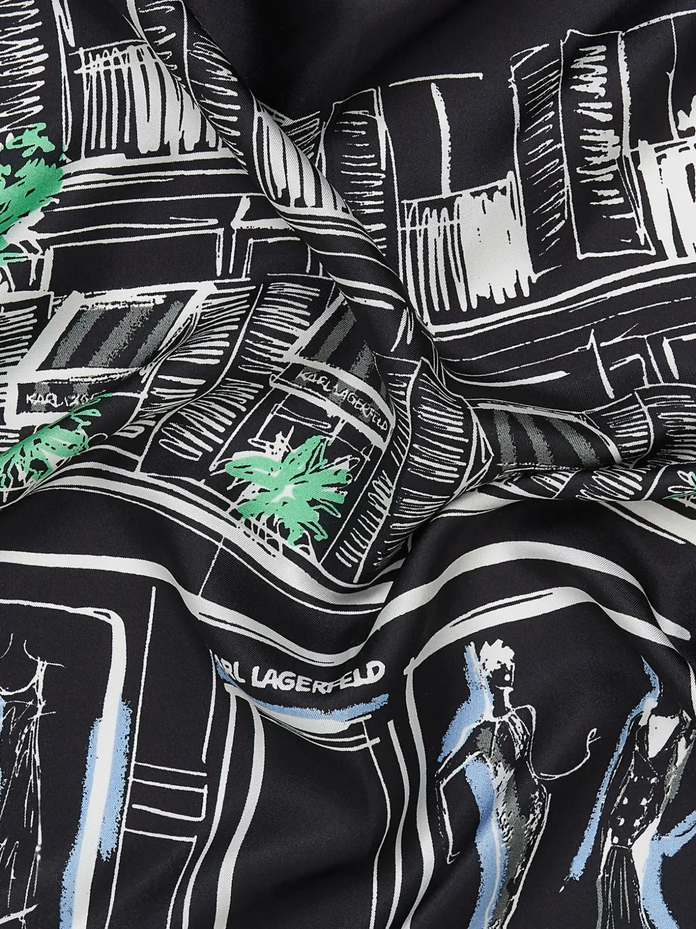 Karl Lagerfeld K Sketch zijden sjaal Zwart