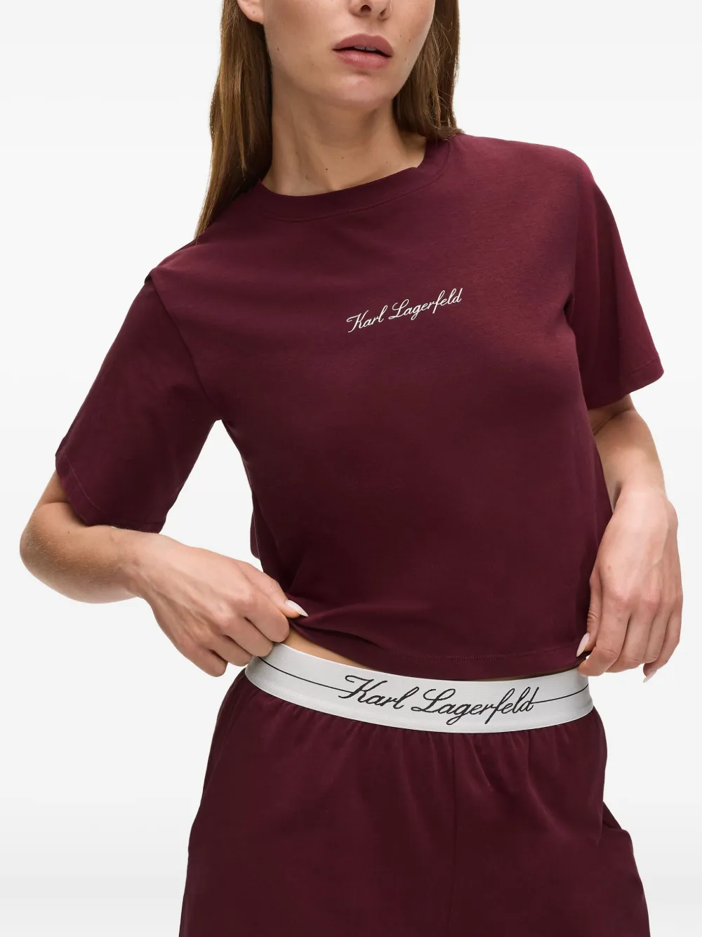 Karl Lagerfeld Hotel pyjama met geborduurd logo Rood