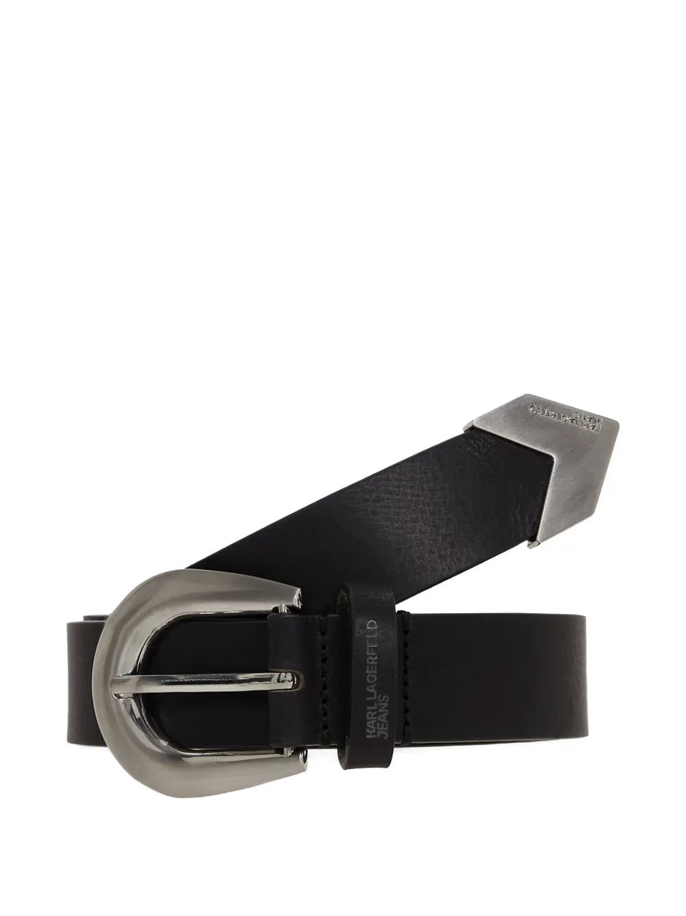 Karl Lagerfeld Jeans Cintura in pelle con punta in metallo - Nero