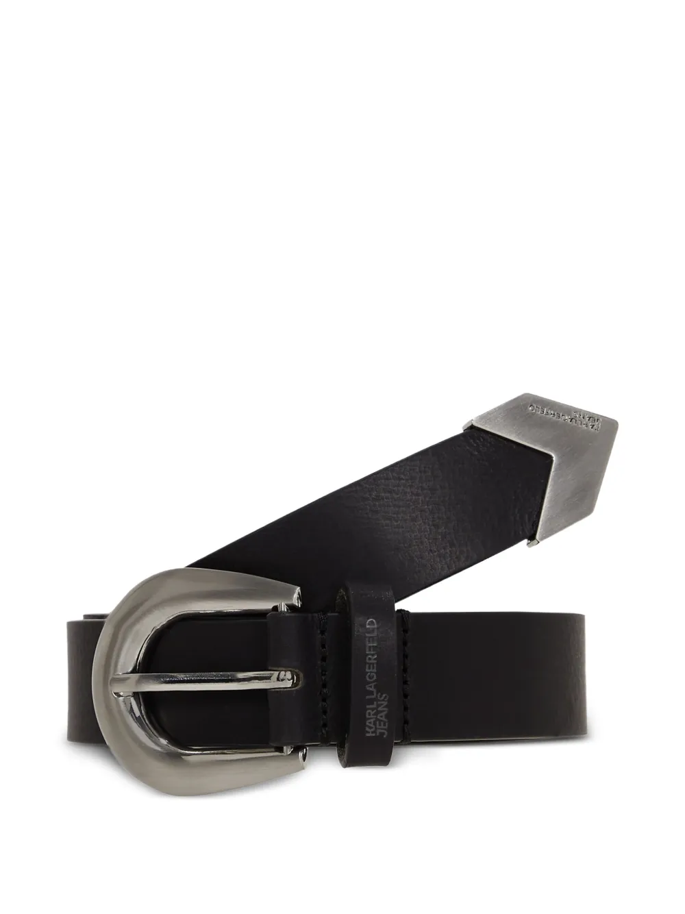 Karl Lagerfeld Jeans Metal-tip Leather Belt In Black