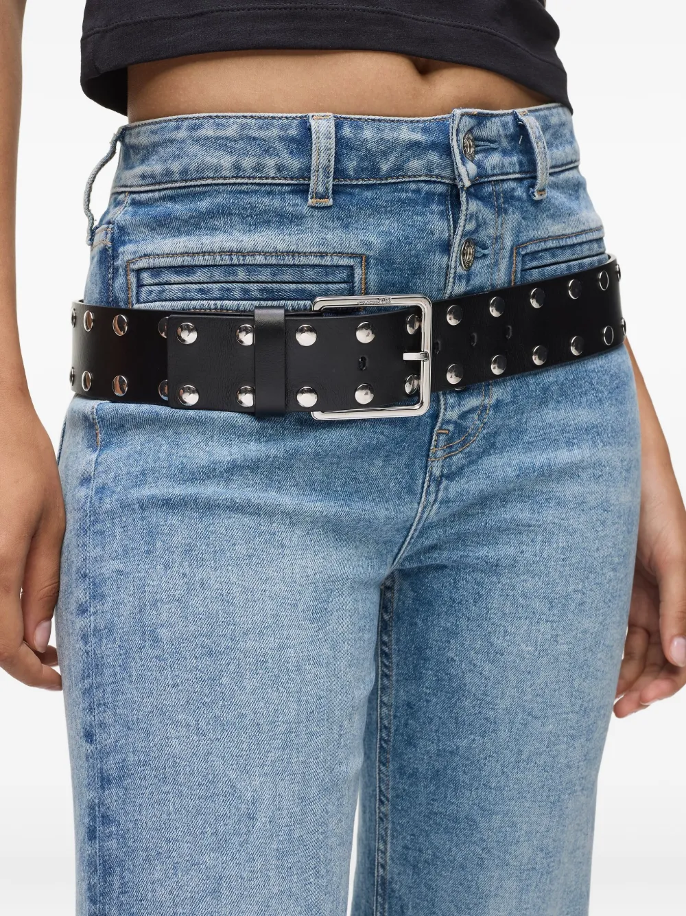 Karl Lagerfeld Jeans Stud-embellished Belt In Black