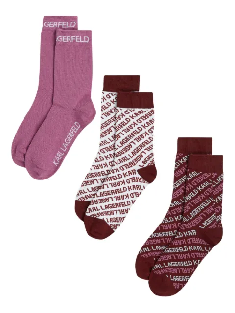 Karl Lagerfeld set de tres pares de calcetines con monograma