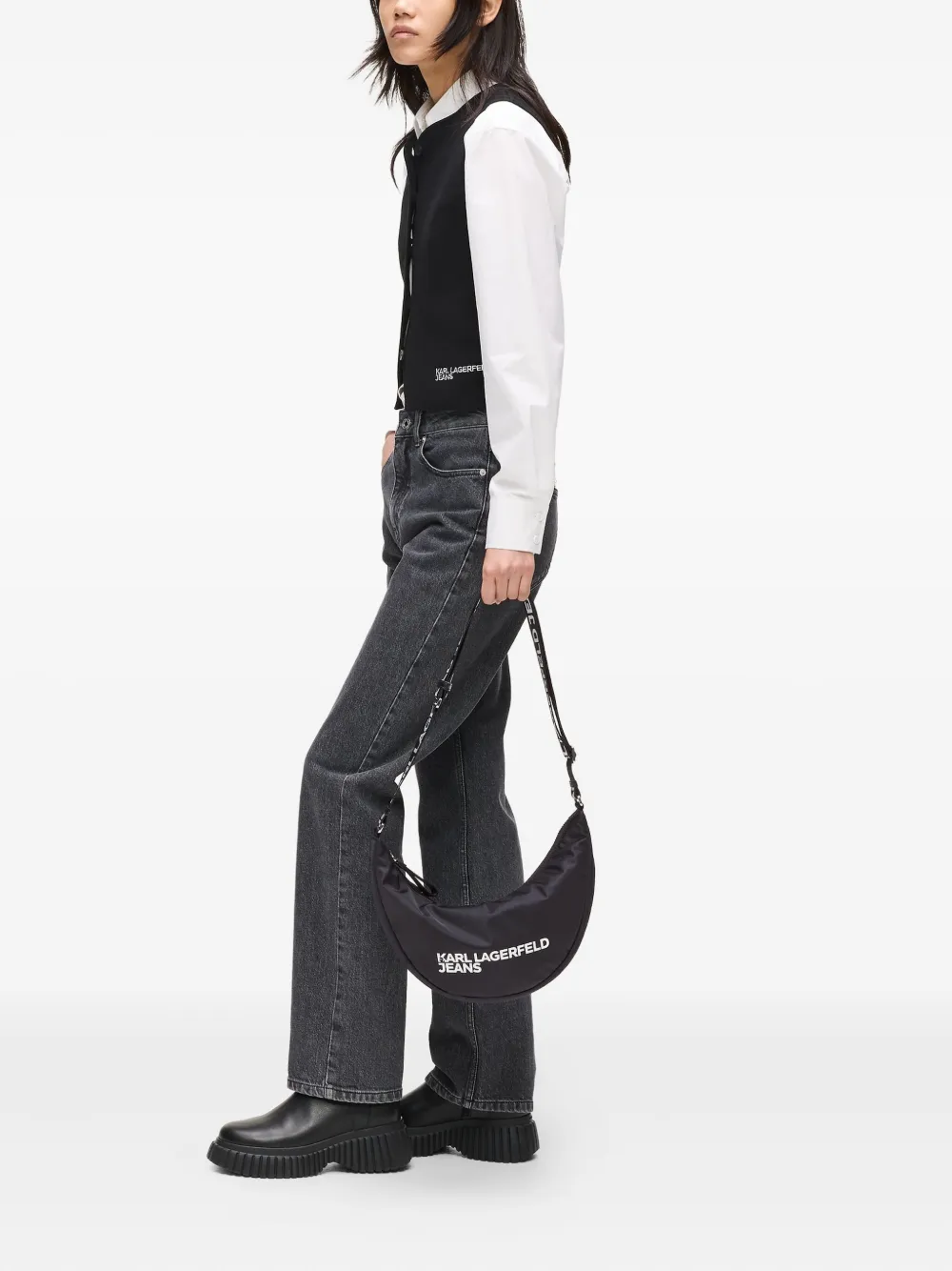 Karl Lagerfeld Jeans Crossbodytas met logodetail Zwart