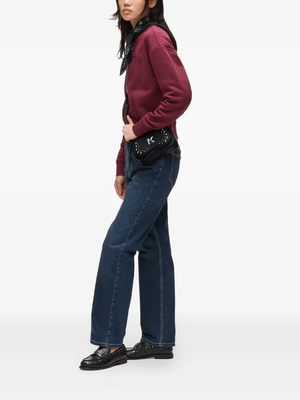 Karl Lagerfeld Jeans Crossbodytas verfraaid met studs Zwart