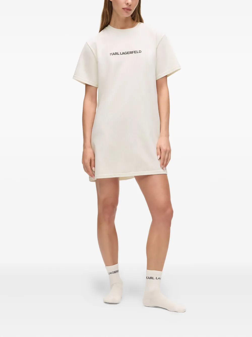 Karl Lagerfeld Katoenen nachthemd en sokken met logodetail Beige