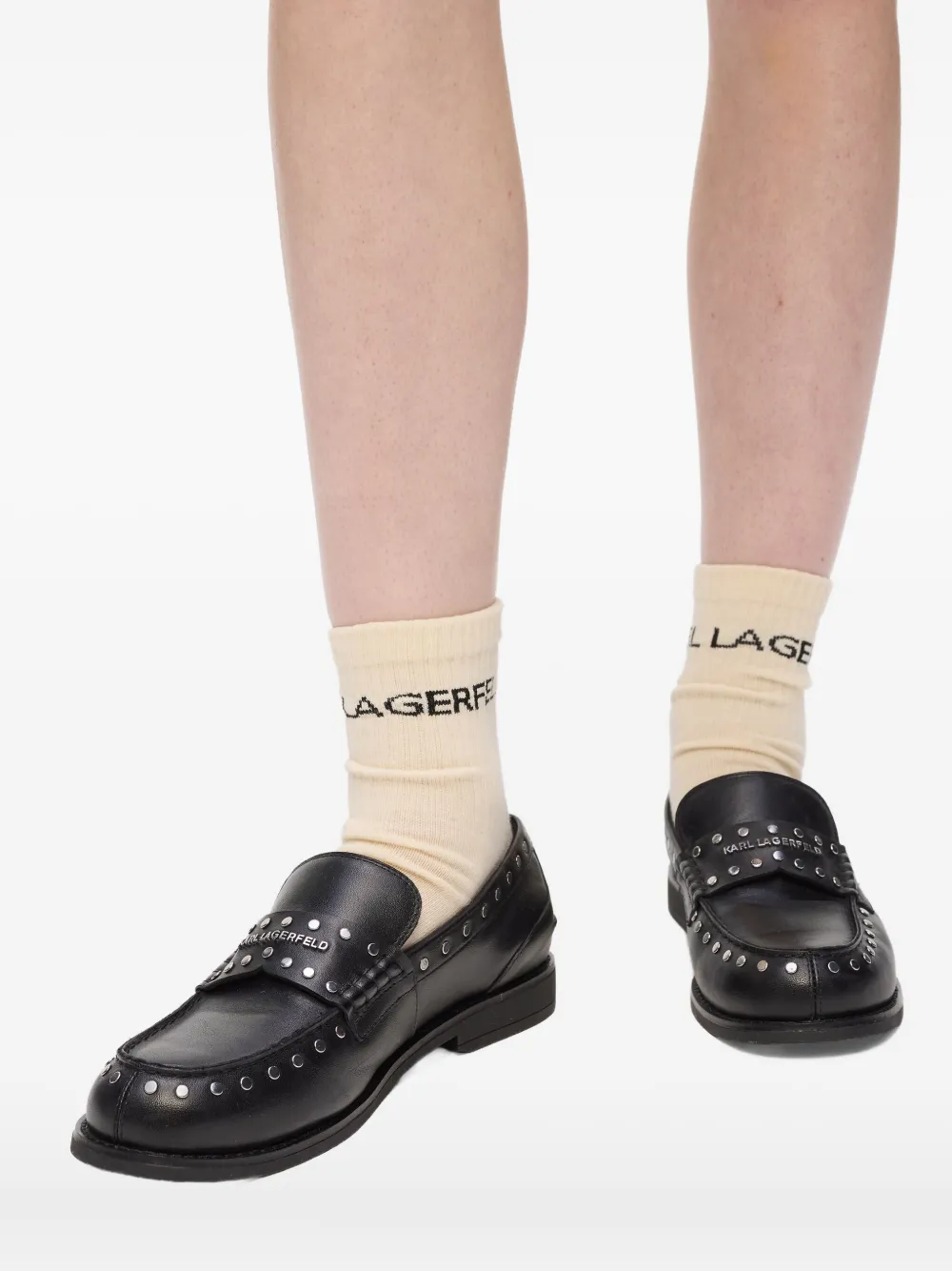 Karl Lagerfeld Twee paar sokken met logodetail Beige