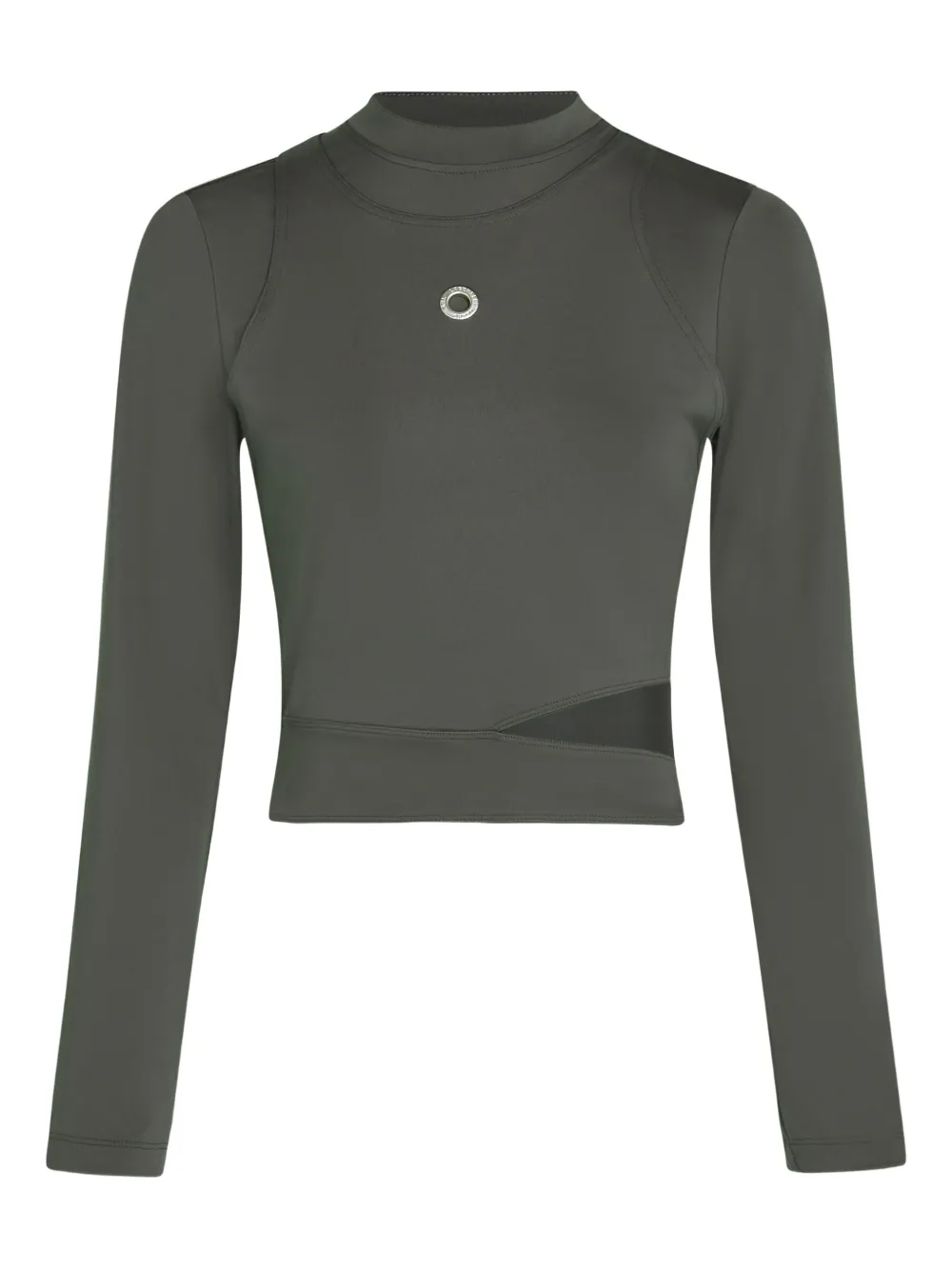 Karl Lagerfeld Jeans High-neck Cut-out Top In Green