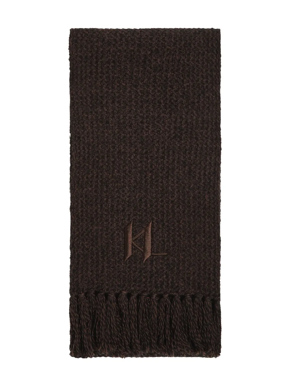 Karl Lagerfeld monogram fringed scarf | Brown | Image 1