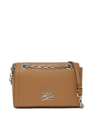 Karl Lagerfeld K/Signature Hobo Flap Shoulder Bag | Brown
