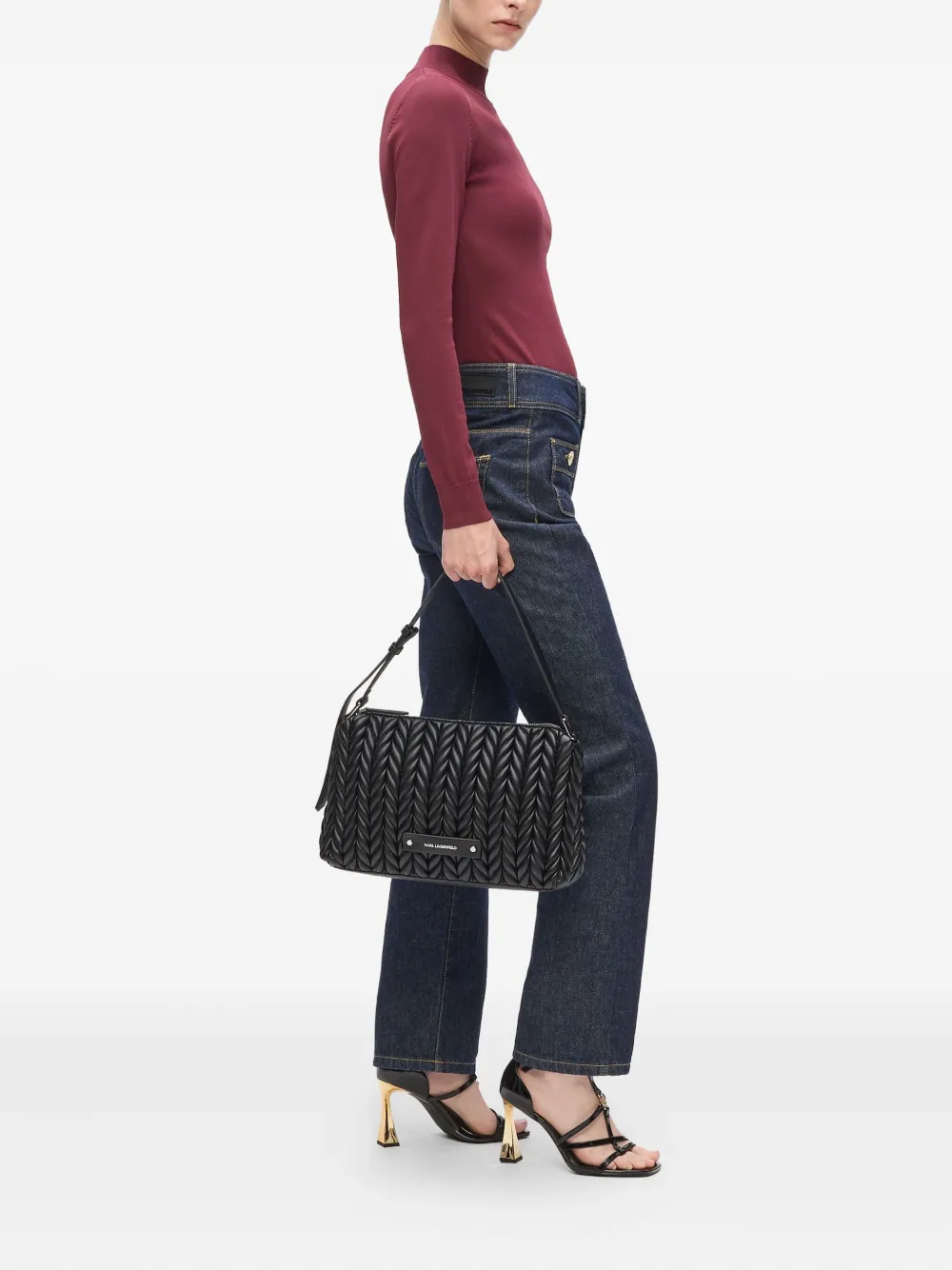Karl Lagerfeld K/Weave medium schoudertas - Zwart