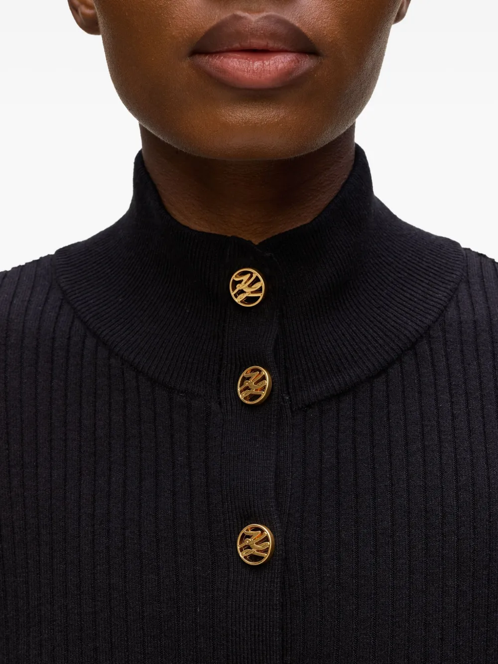 Karl Lagerfeld Geribbeld vest met hoge hals Zwart