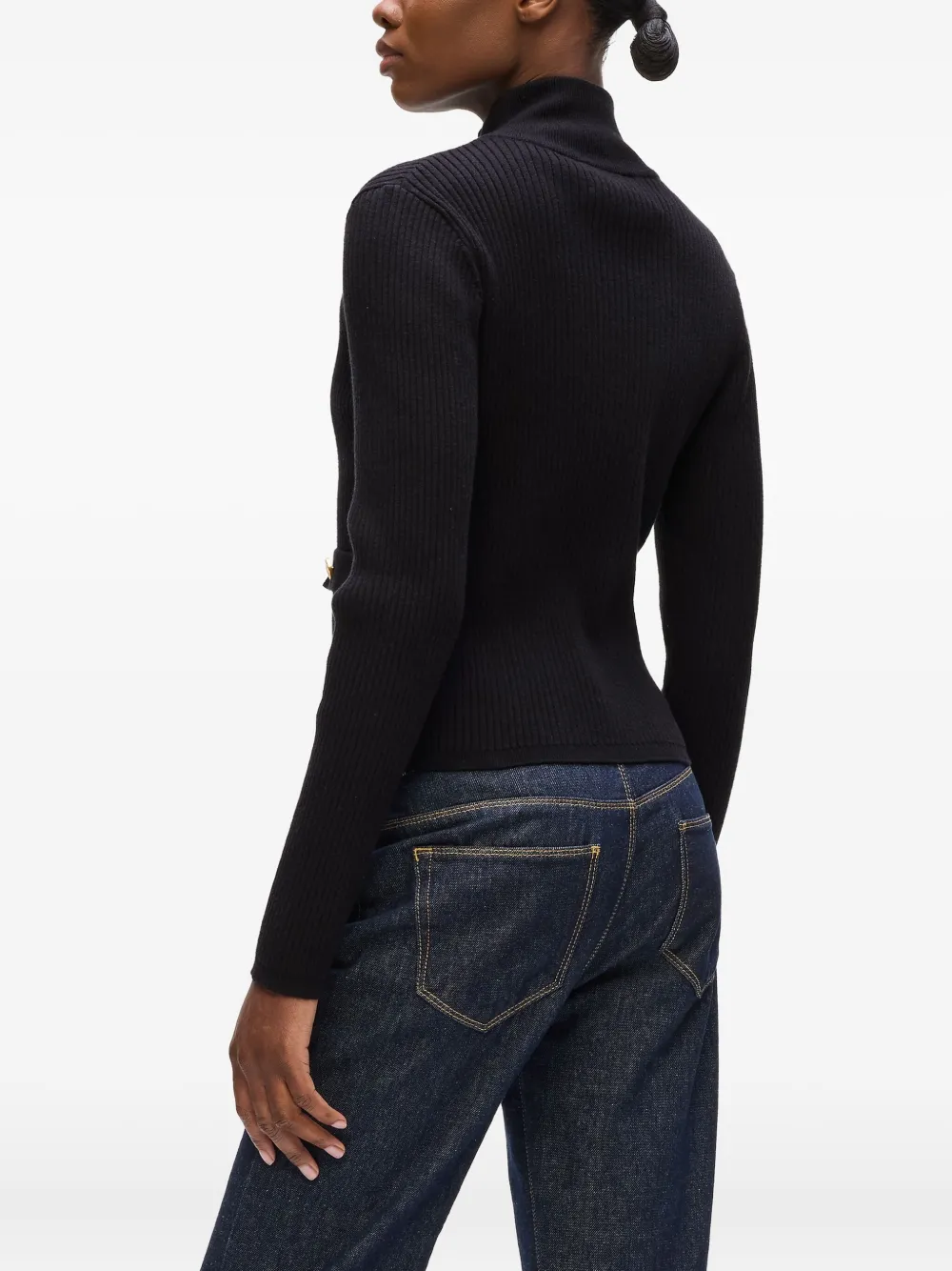 Karl Lagerfeld Geribbeld vest met hoge hals Zwart