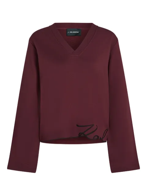 Karl Lagerfeld signature-hem v-neck sweater