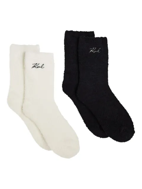 Karl Lagerfeld Signature-embroidered Cosy socks (pack of two)