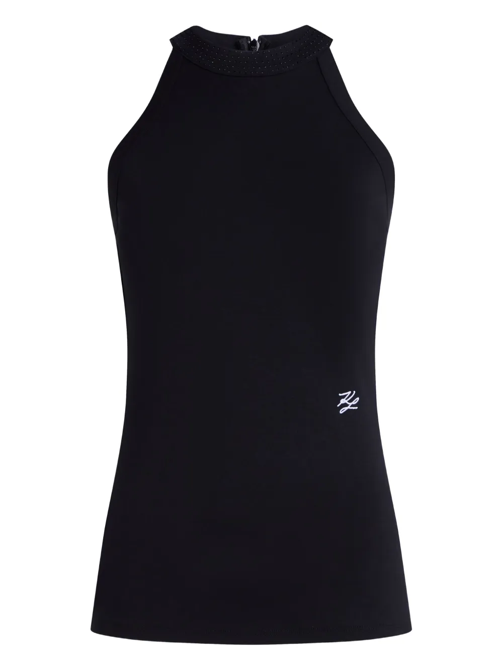 Karl Lagerfeld Top con scollo all'americana e strass - Nero