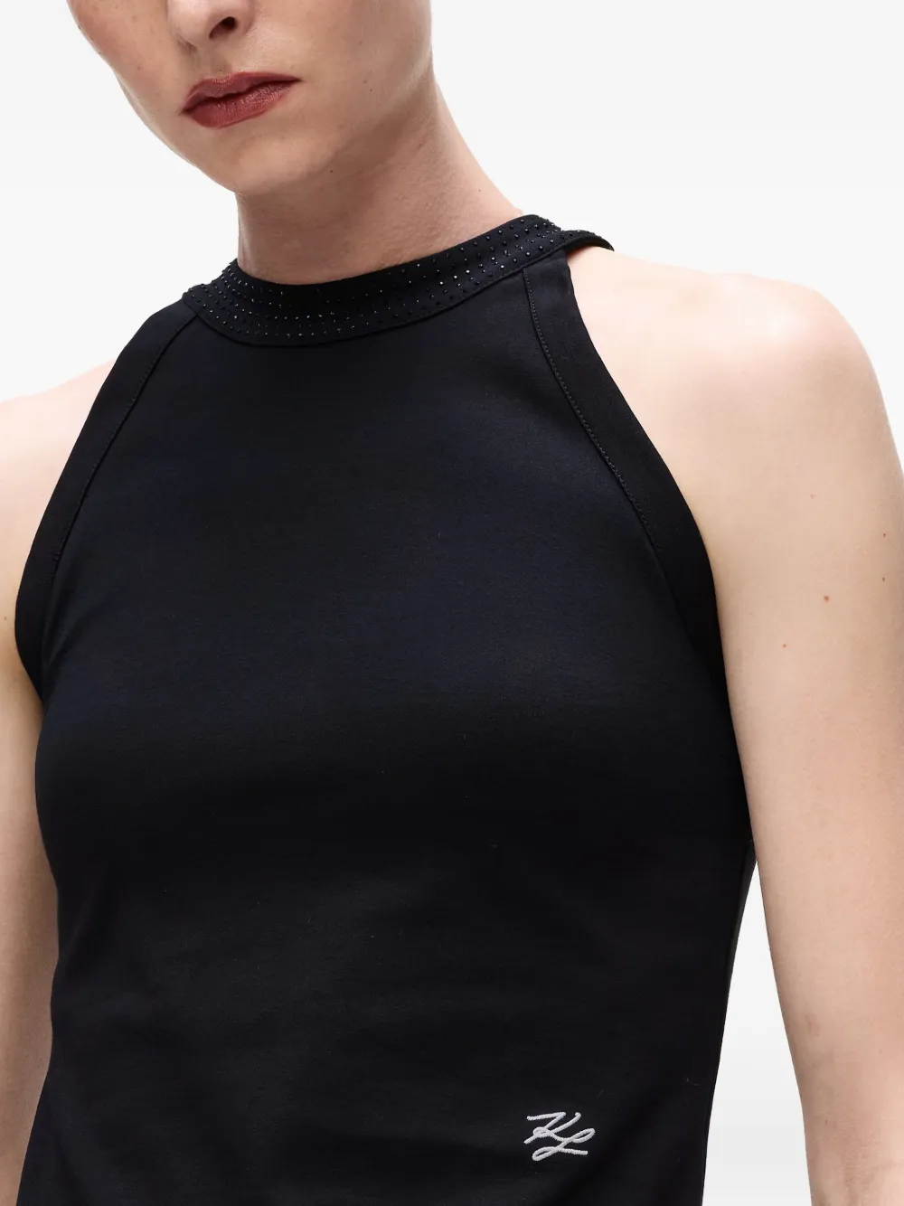 Karl Lagerfeld Haltertop met stras Zwart