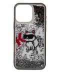 Karl Lagerfeld Choupette glitter iPhone 16 pro max case - Black