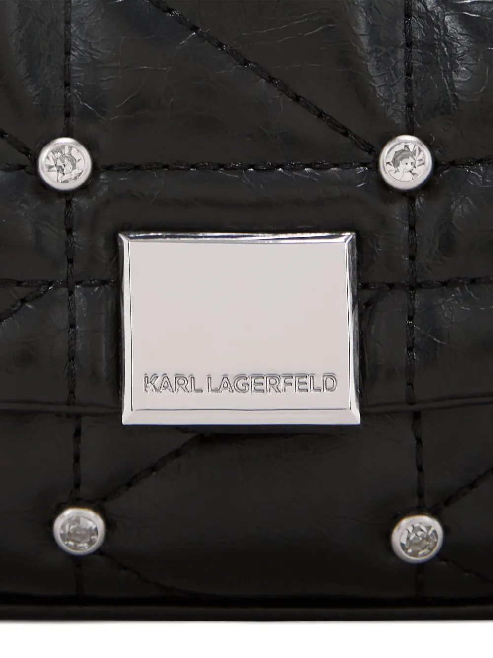 Karl Lagerfeld K Kuilt kleine buidel met stras Zwart