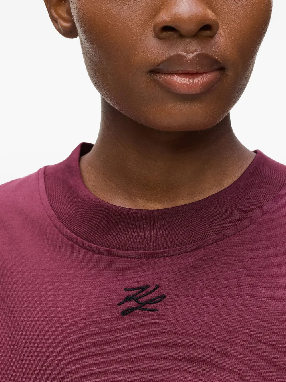 Karl Lagerfeld Autograph T-shirt met borduurwerk en ronde hals Rood