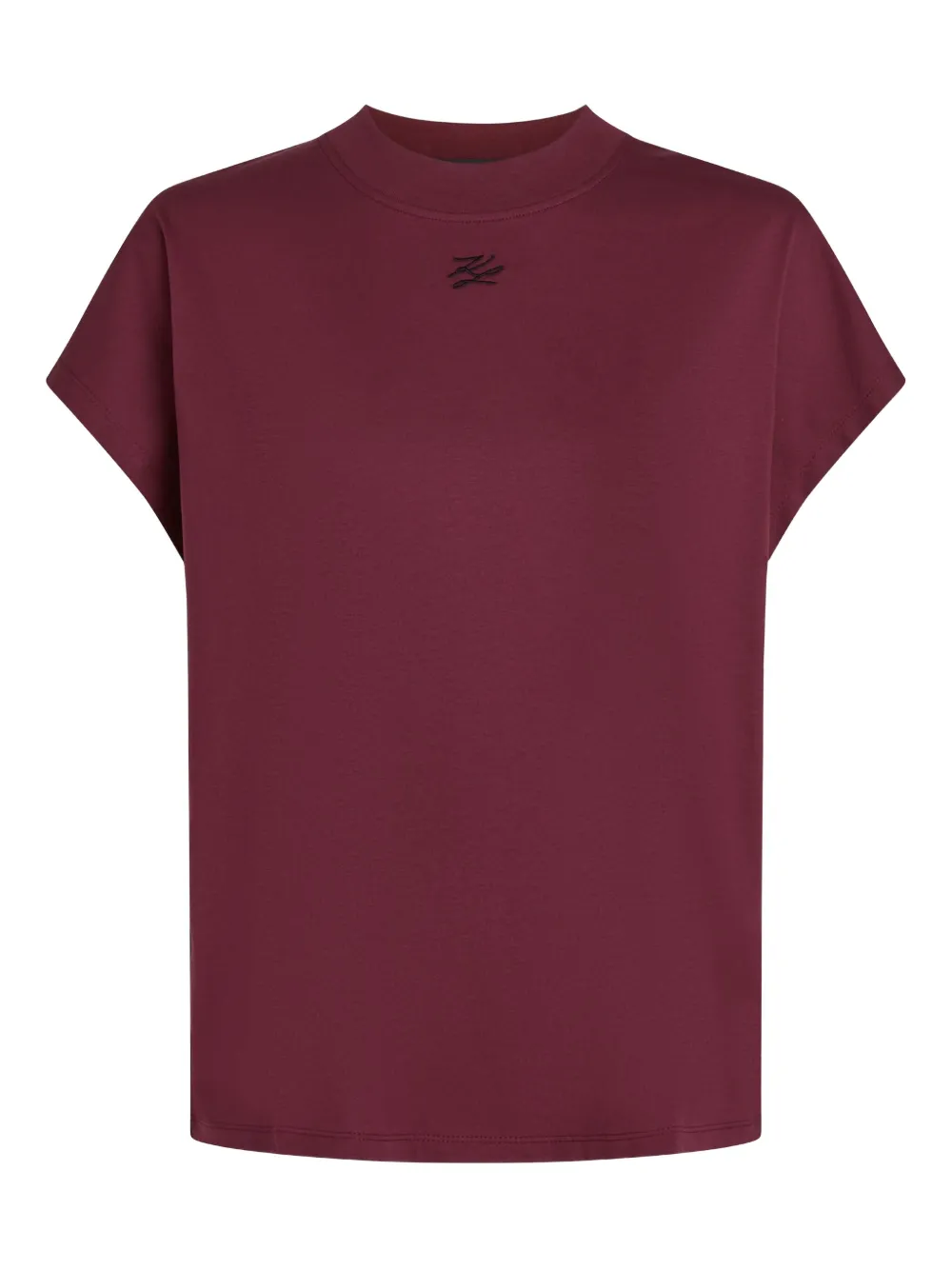Karl Lagerfeld Autograph Embroidered Crew-neck T-shirt In Brown
