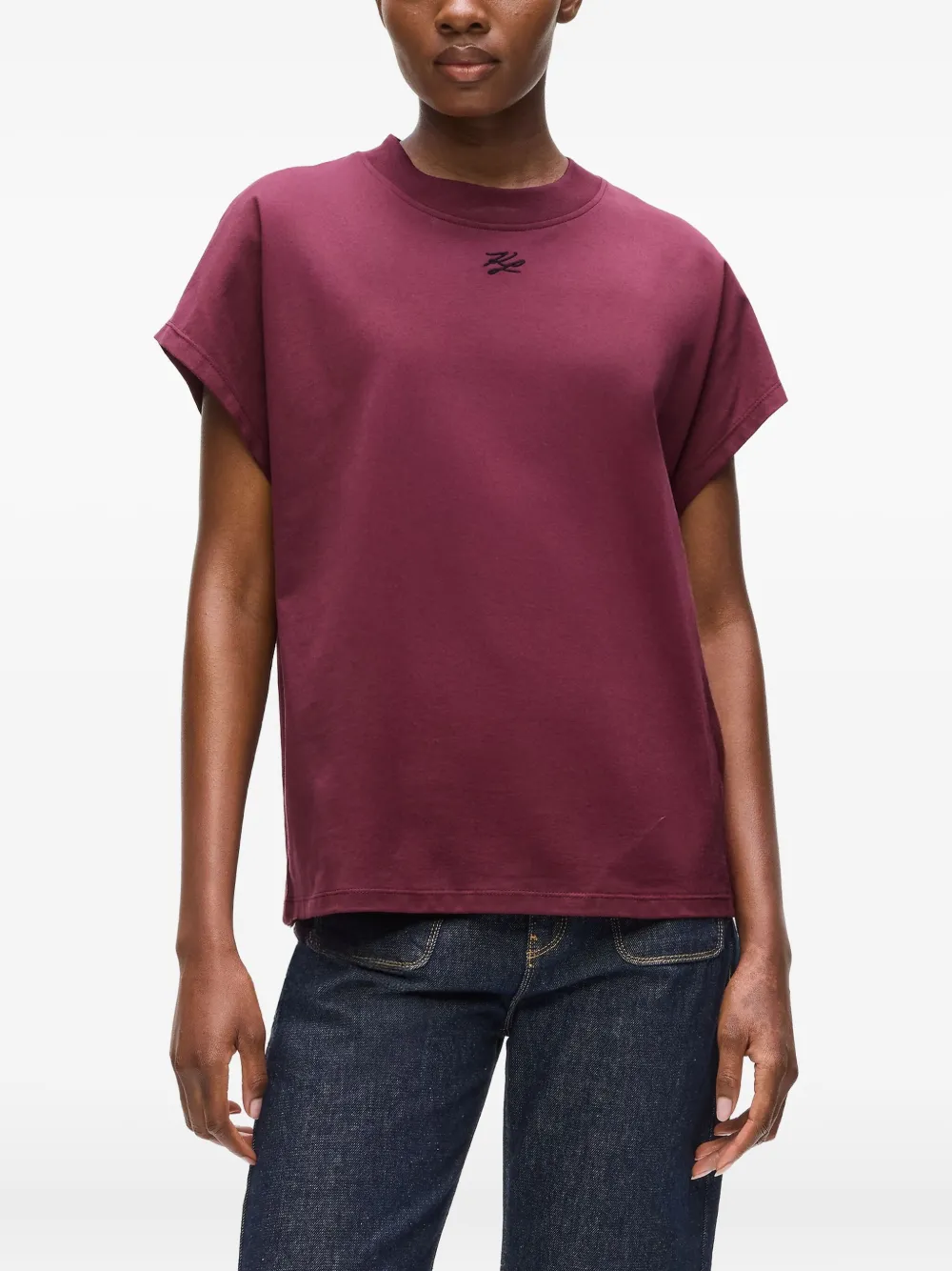 Karl Lagerfeld Autograph T-shirt met borduurwerk en ronde hals Rood