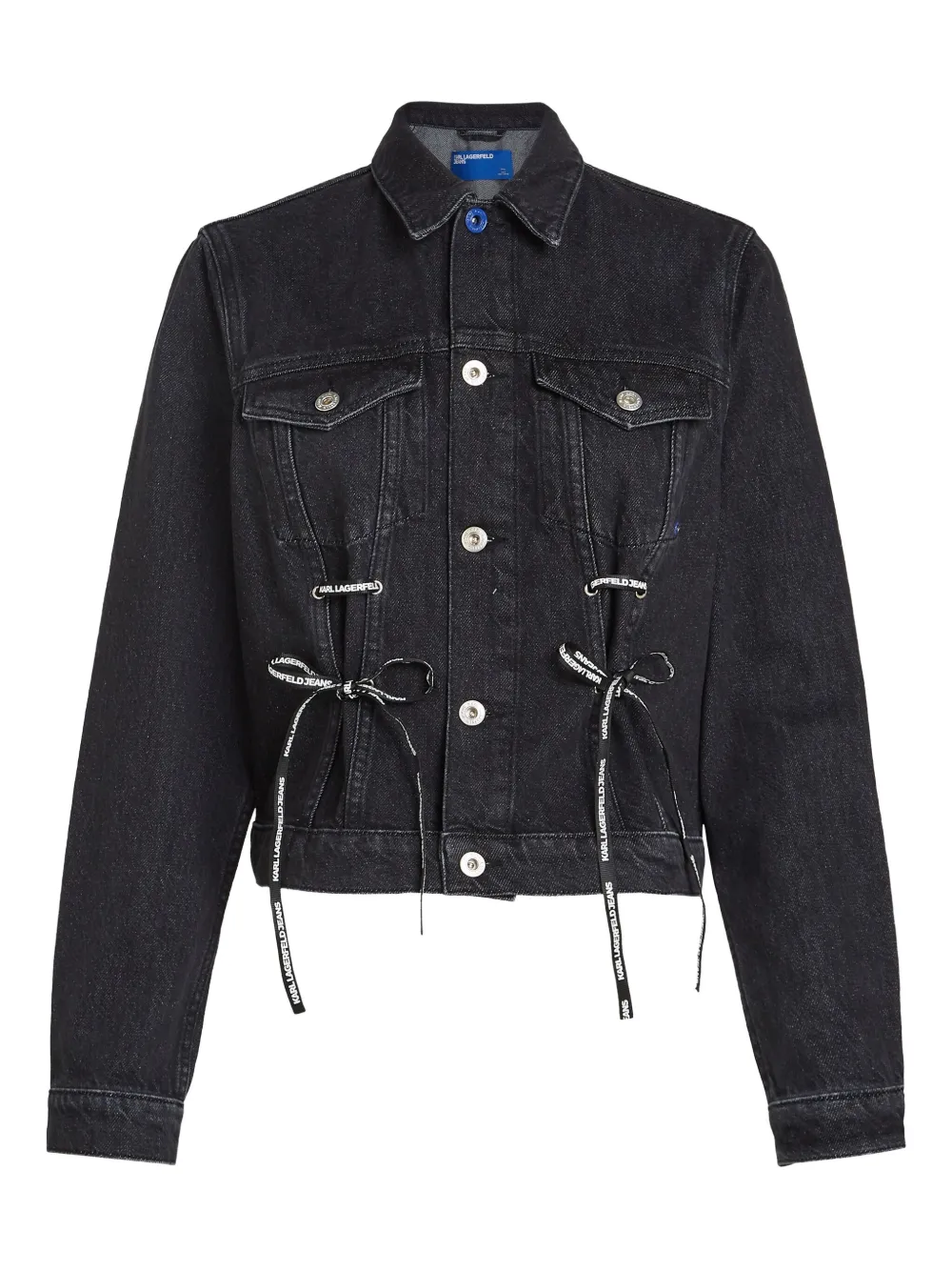Karl Lagerfeld Jeans Lace-tie Denim Jacket In Black