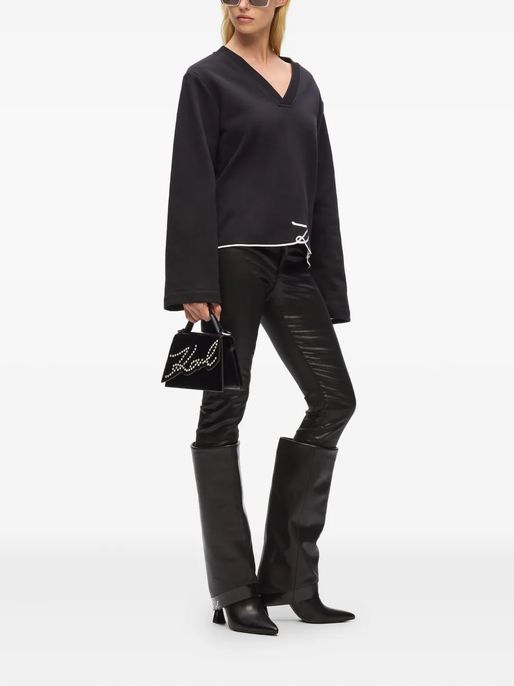 Karl Lagerfeld Kleine crossbodytas met studs Zwart