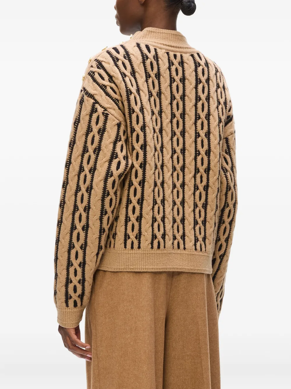 Karl Lagerfeld Cable Knit Sweater In Brown