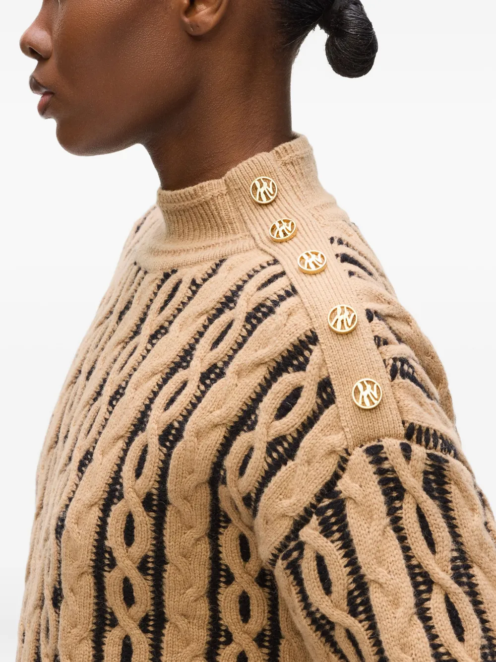 Karl Lagerfeld Cable Knit Sweater In Brown
