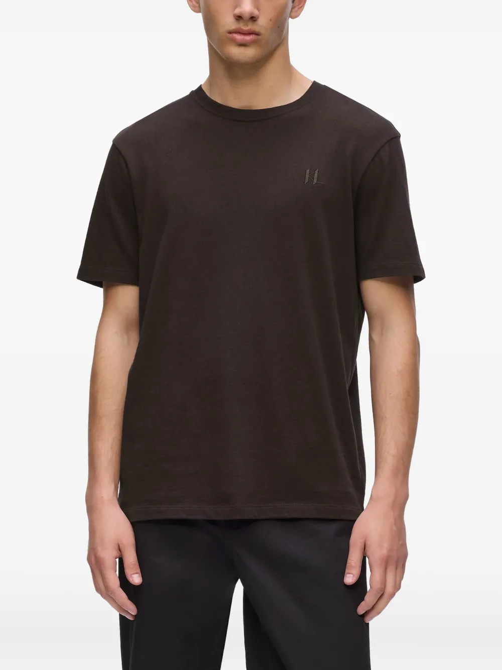 Karl Lagerfeld T-shirt met geborduurd logo Bruin
