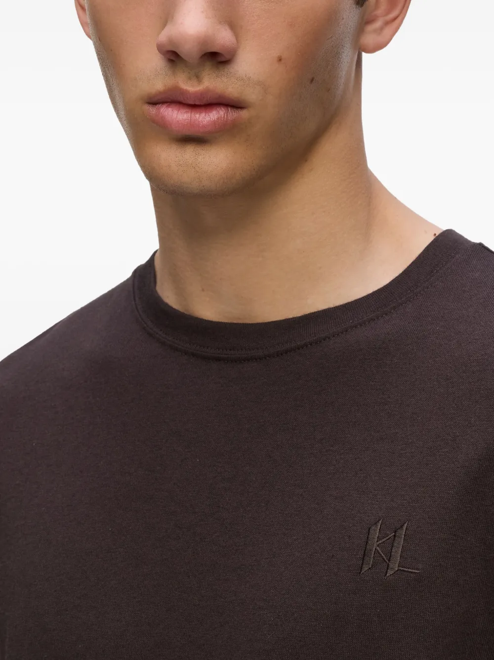 Karl Lagerfeld T-shirt met geborduurd logo Bruin