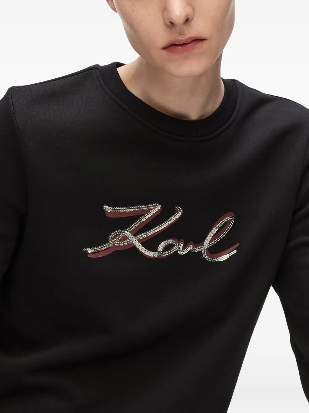 Karl Lagerfeld Sweater verfraaid met pailletten Zwart