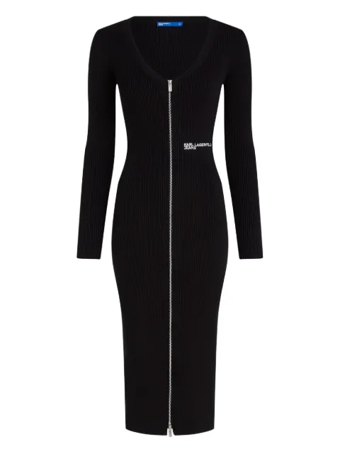 Karl Lagerfeld Jeans zip-front ribbed-knit dress