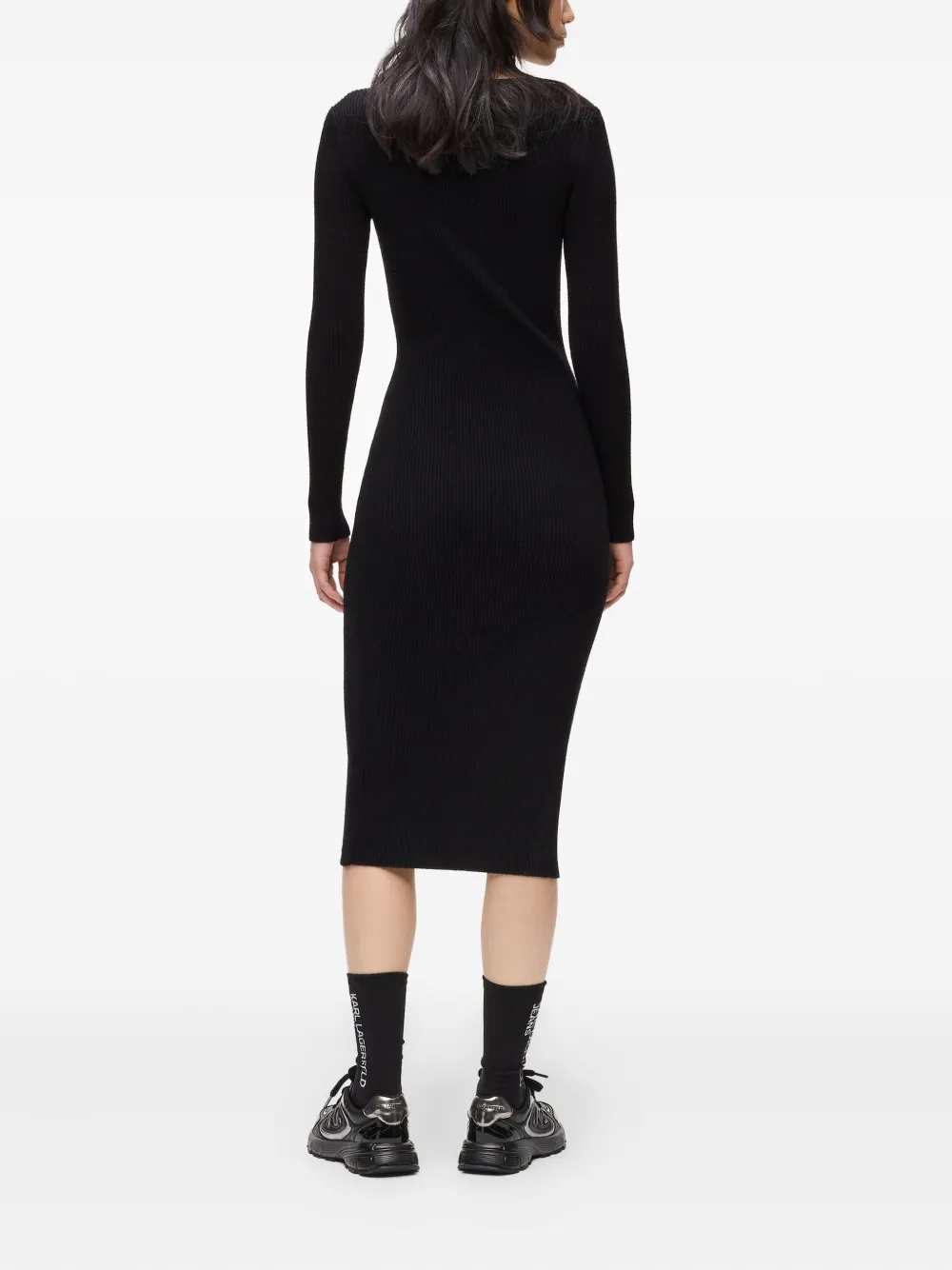 Karl Lagerfeld Jeans Ribgebreide jurk met rits Zwart
