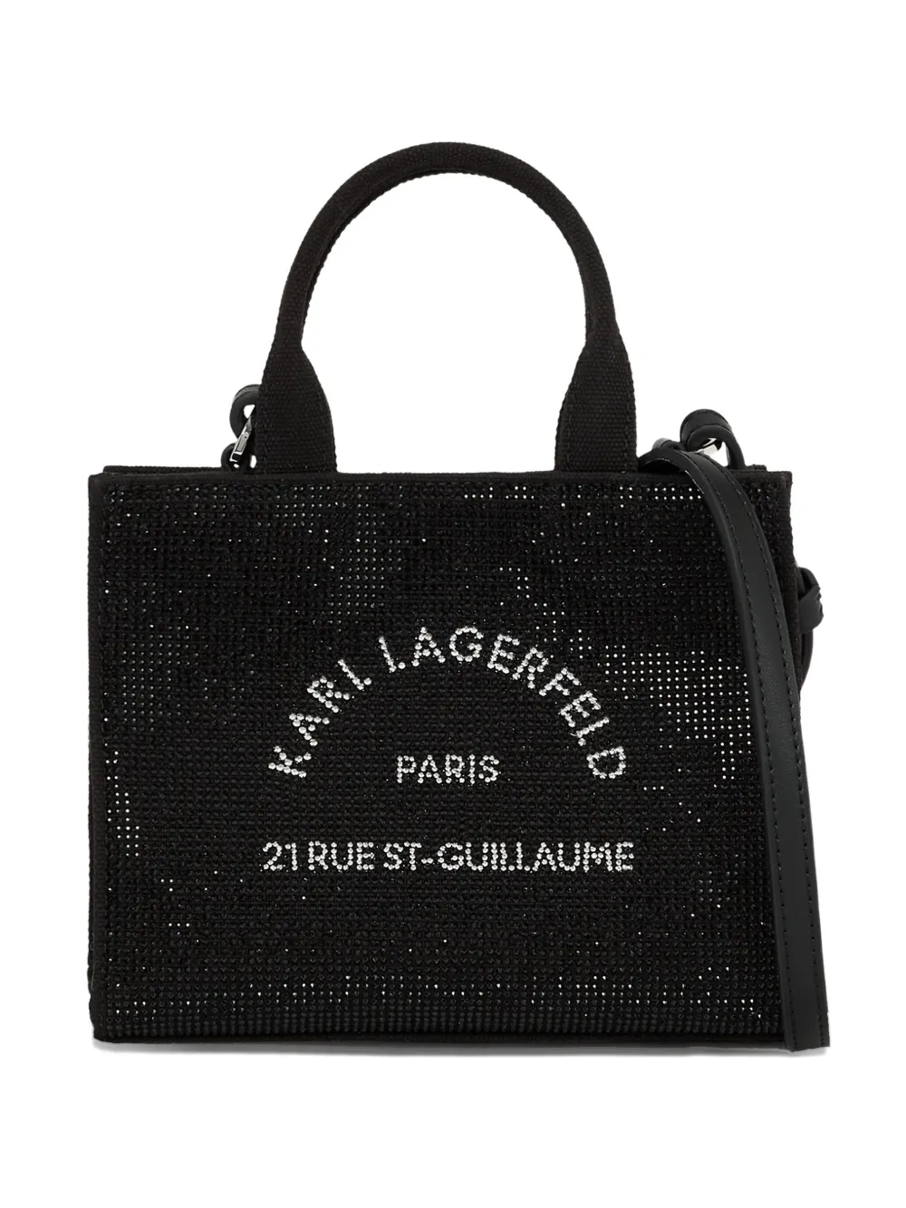 Karl Lagerfeld Mini Embellished Square Tote Bag In Black
