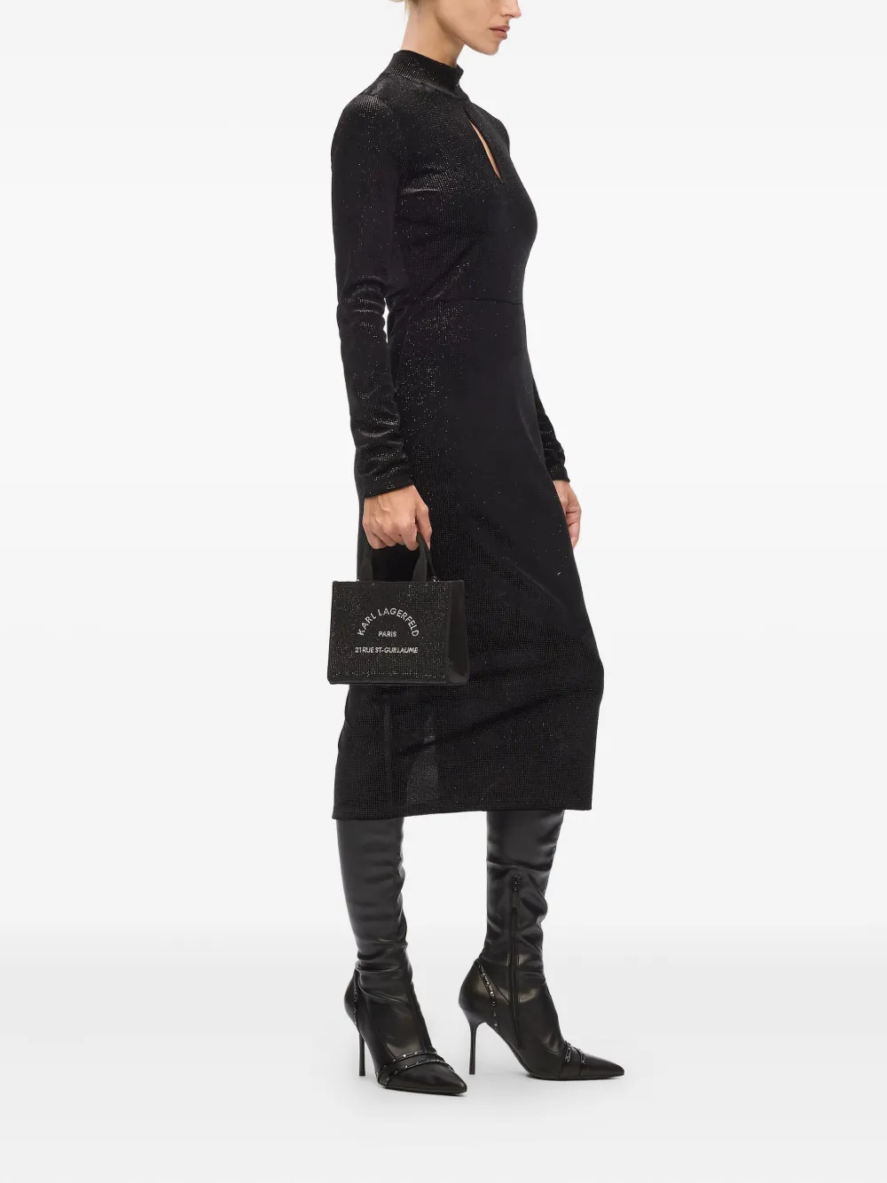Karl Lagerfeld Verfraaide mini-shopper - Zwart