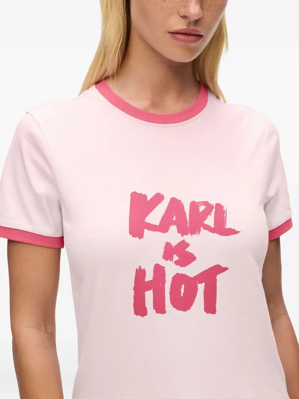Karl Lagerfeld Karl Is Hot Cotton T-shirt In Pink